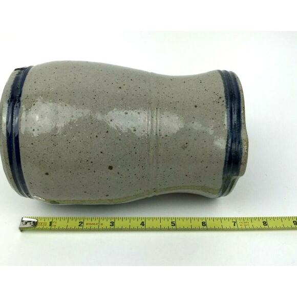 Salt Glazed Pottery Pitcher GUILFORD Est.1689 Stoneware Gray Cobalt Blue Leaves - Picture 10 of 12
